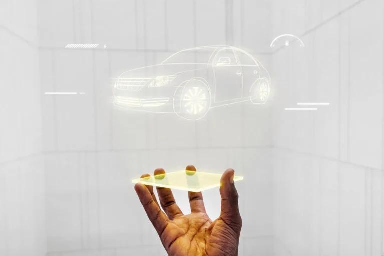 silhouette di automobile con profili luminosi